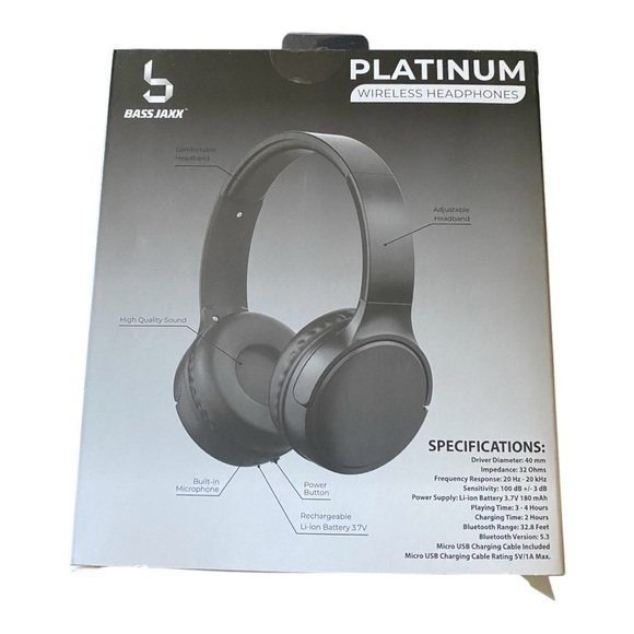 🎄CHRISTMAS GIFTS🎄 NWT-BASS JAXX-PLATINUM WIRELESS HEADPHONES - Picture 4 of 6